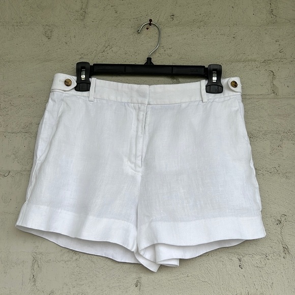 J. Crew Pants - J. Crew white linen shorts size 6 elastic back waist